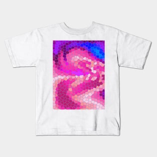 Pink Purple Blue & Magenta Abstract Mosaic Pattern Kids T-Shirt